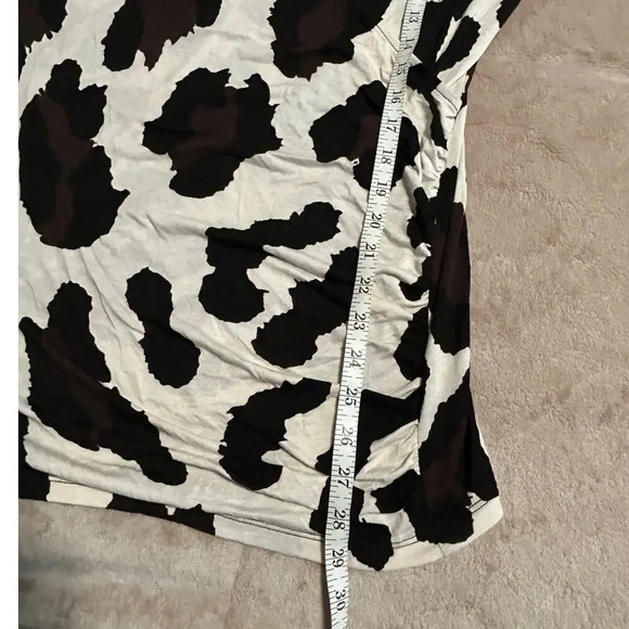 INC Leopard Print V-Neck 3/4 Sleeve Top Size XL  Ruched Animal Cream Neutral - Picture 5 of 5